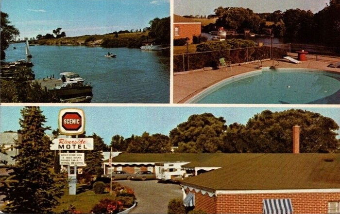 Riverside Motel & Marina (Riverside Motel) - Vintage Postcard (newer photo)